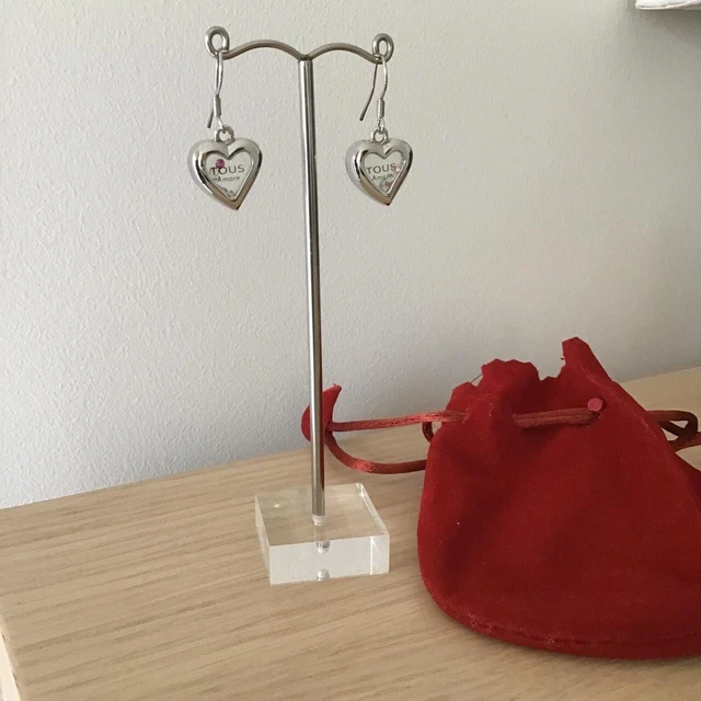 TOUS Amore Heart Earrings with Swarovski Crystals