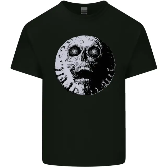 T-shirt top biker zombie luna teschio gotica Halloween da uomo cotone