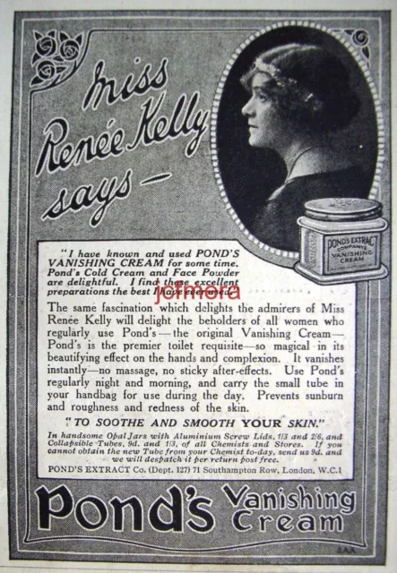 POND'S 'Vanishing Cream' Renee Kelly Cosmetics ADVERT - 1921 Small Print AD