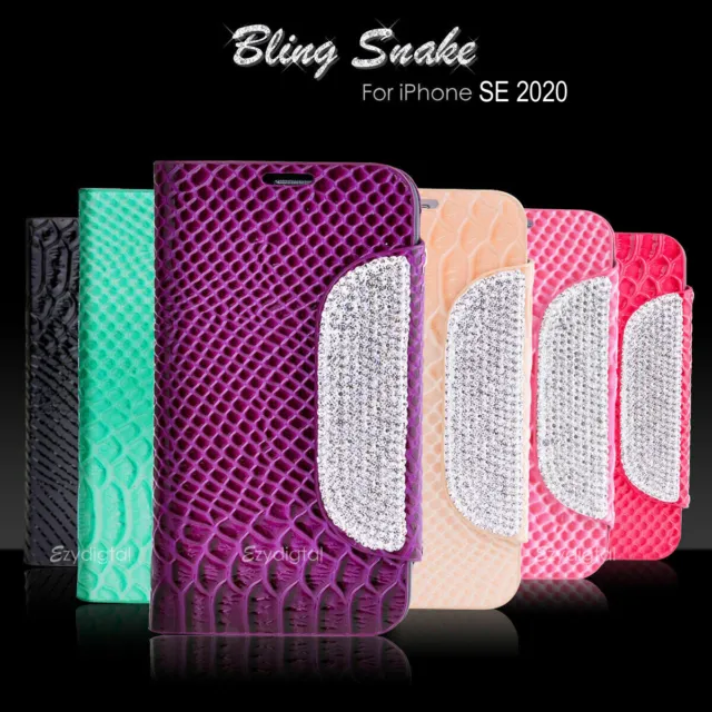 Premium Bling Snake Stand Wallet TPU case cover for New Apple iPhone SE 7 Plus