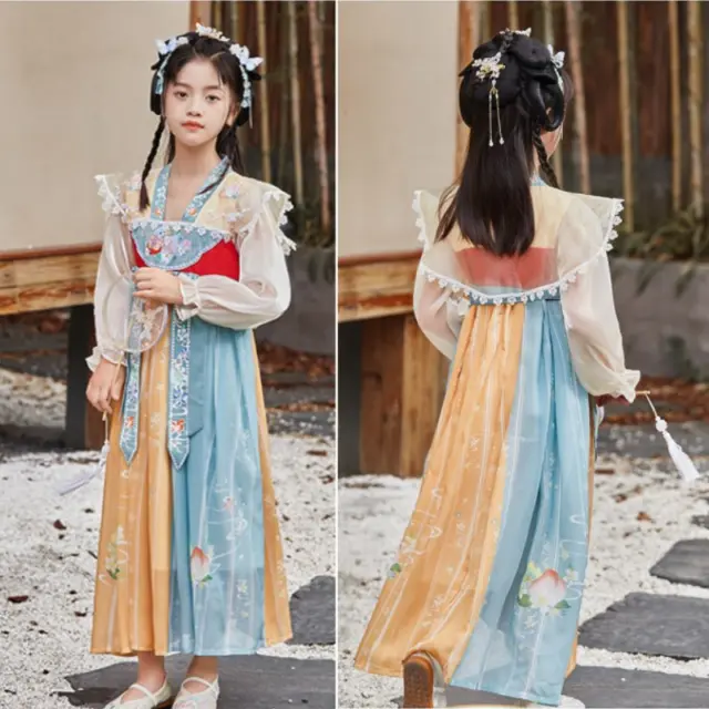 Bambino Ragazze Ricamato Hanfu Abito Cinese Antico Tradizionale Princess Cosplay 8