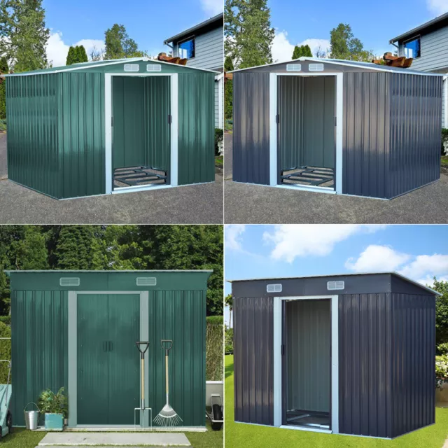 Garden Shed Storage Large Yard Store Door Metal Roof Building Tool Box Container