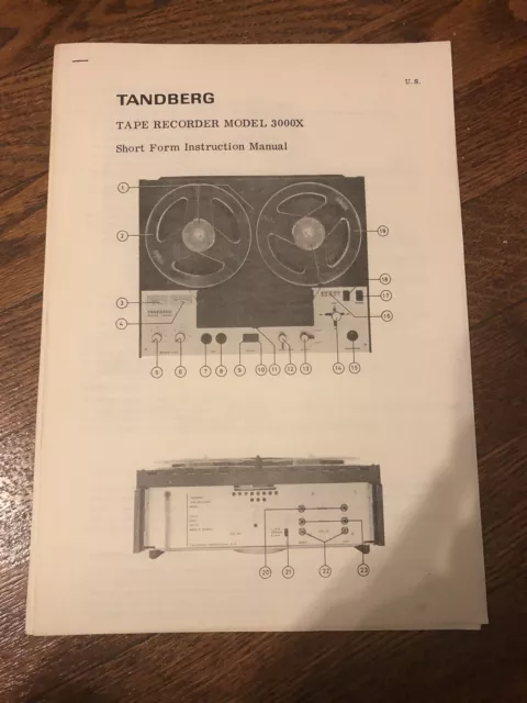 Tandberg Series Tape Recorder 3000X Short Form Instruction Manual