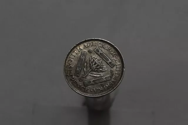 🧭 🇿🇦 South Africa 3 Pence 1926 Silver Sharp Details B70 #K1879