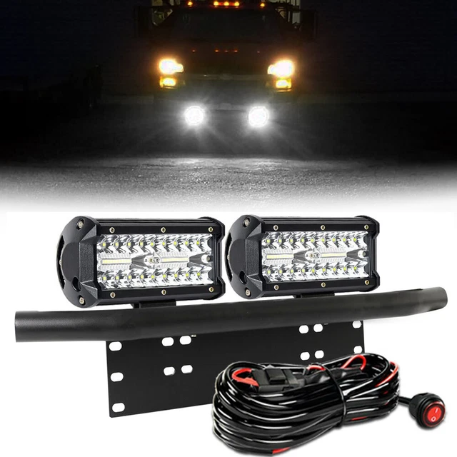 23'' Bull Bar Bumper License Plate Mount Bracket +7" LED Light Combo +Wiring Kit
