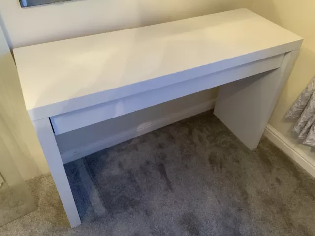 IKEA MALM DRESSING TABLE 120 x 41CM WHITE WITH GLASS TOP