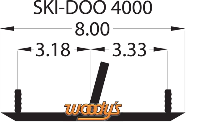 Woody's SXS-4000 Snocross/Trail 4" Carbide Wear Rods, 1998-2008 Ski Doo MiniZ120