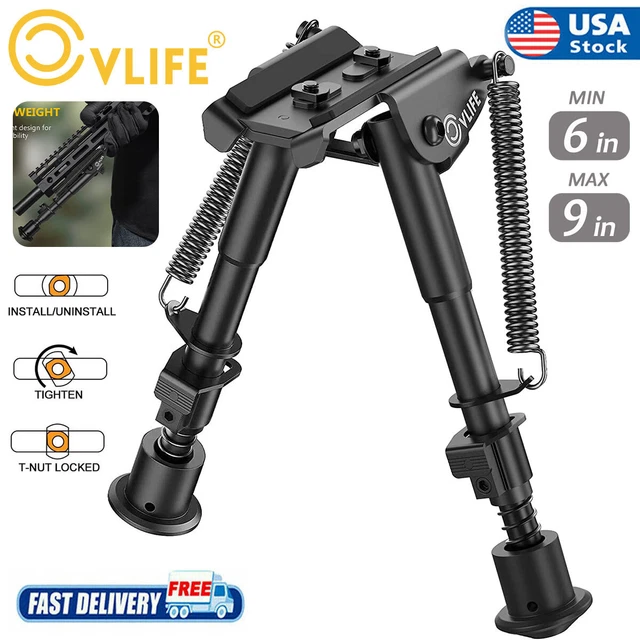 USA 6-9Inch Tactical Bipod Spring Return Hunting Rifle Gun Bipod No Need Adapter USA 6-9Inch Tactical Bipod Spring Return Hunting Rifle Gun Bipod No Need Adapter