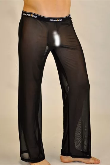 Pantalon pyjama sheer taille M noir totale transparence sexy Ref M02