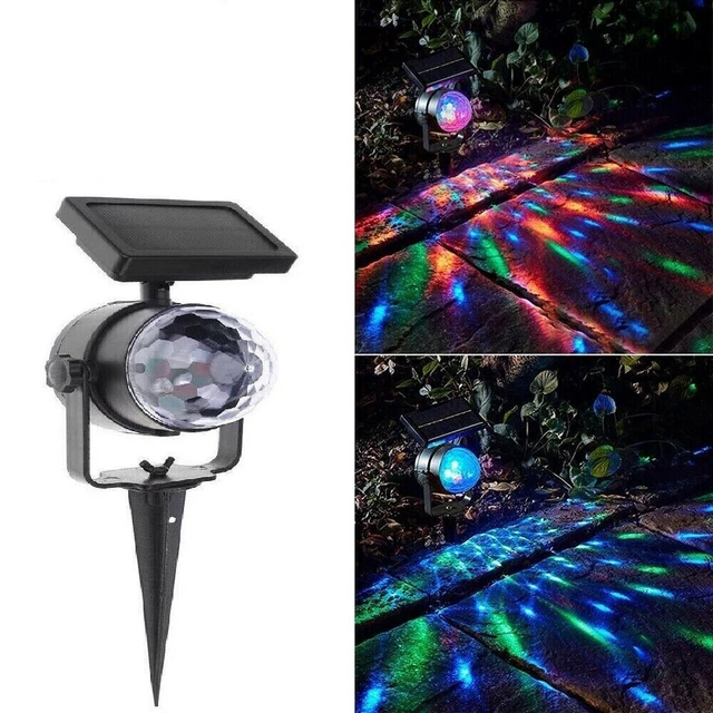 Solar Colorful Rotating LED Projector Lights Outdoor Garden Lawn Lamp Bulb Light
