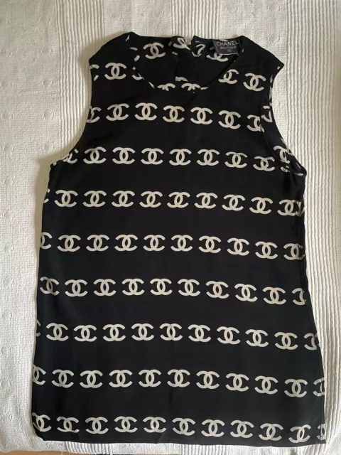 Top Débardeur Soie Logo CC Monogramme Chanel. Rare Et Recherché. Très Bonne État