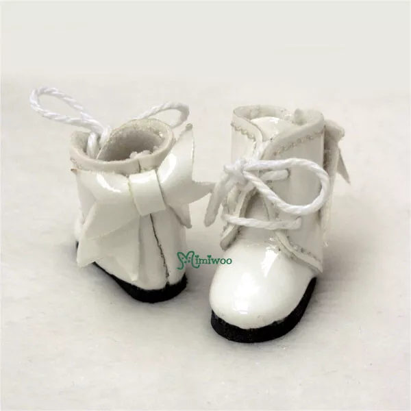 SBB007WHE --- 2.2cm Shoes Ribbon Boots WHITE fit Middie Blythe Obitsu 11cm Doll
