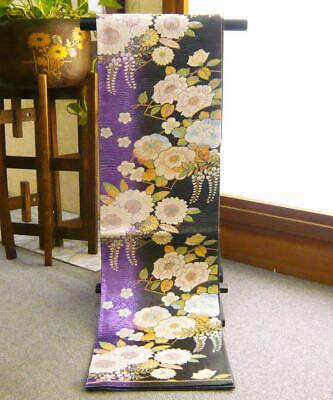 Fukuro-obi Obi-shiki Furisode Kimono Rokutsu, Japan Purple #32