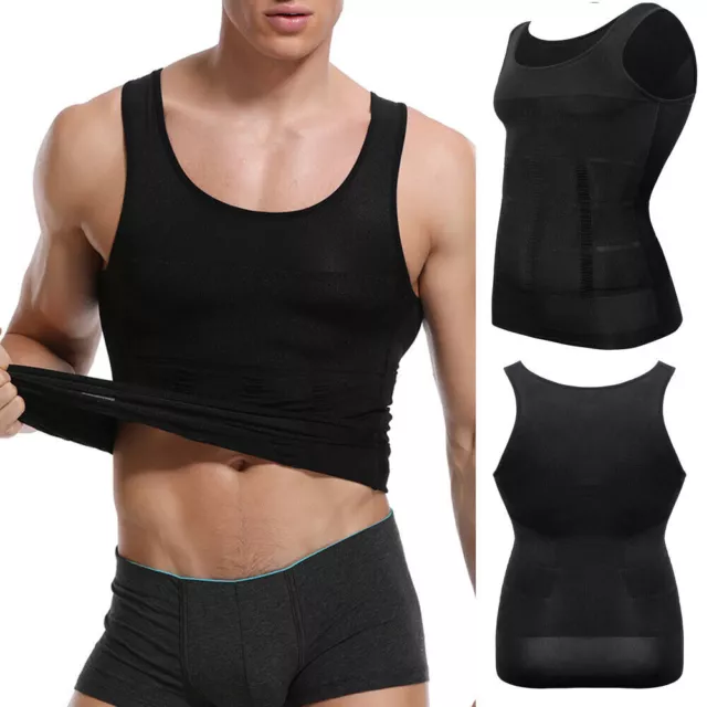 MEN'S BODY SHAPER Slimming Shirt Tummy Vest Thermal Compression Muscle ...