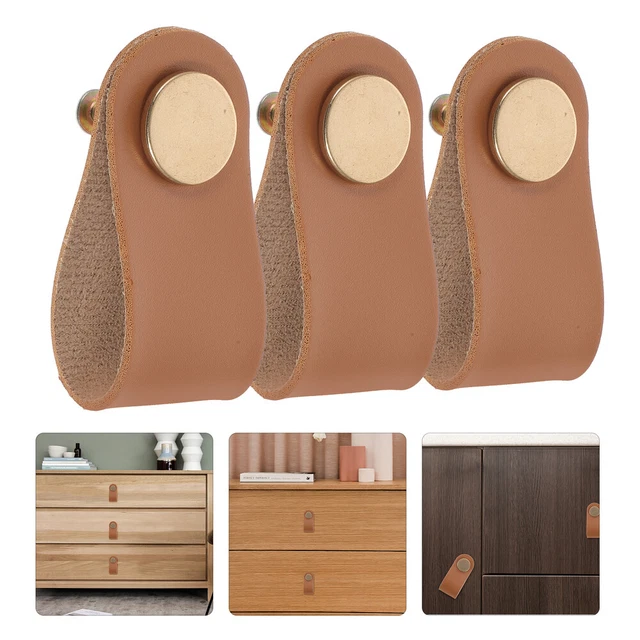 6 Pcs Cabinet Knobs Leather Handle Drawer Dresser Dresser Handles Multicolor