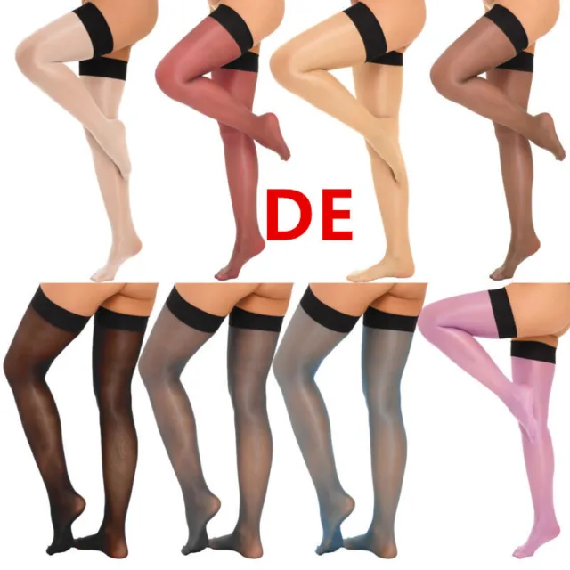 DE Damen Strumpfhose Halterlose Strümpfe Kniestrümpfe Overknee Glänzend Socken