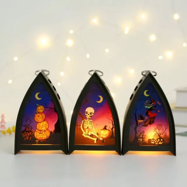 Halloween LED Lantern Candle Light Pumpkin Witch Castle Ghost Hanging Lamp Party