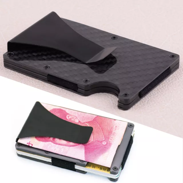 Metall Kreditkartenetui Geldklammer Clip RFID Kartenhalter Card Holder Schwarz