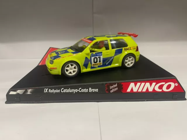 Ninco 50231 1/32 VW Golf Rallye Catalunya Slot Car. Ltd Edition. Green. No. 01