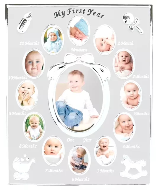 Baby's First Year Picture Frame, 0-12 Month Baby One Size Silver Frame