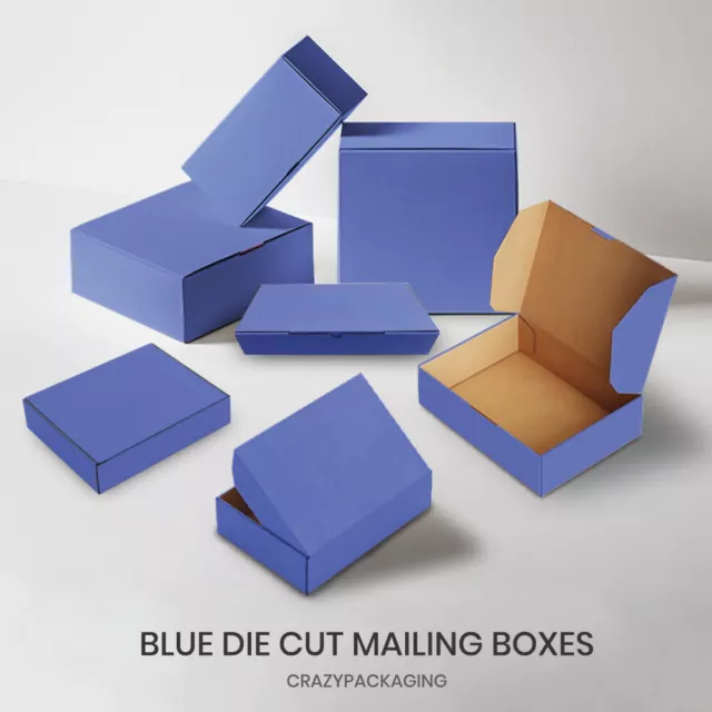 Blue Mailing Box Cardboard Shipping Mailer Carton Small Medium Large BX1 BX2 BX6