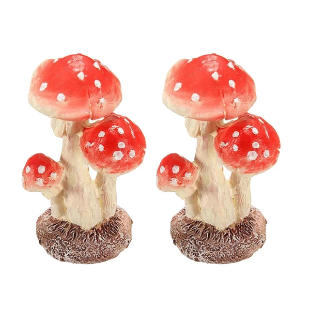 2 Pcs Terrarium Decor Resin Garden Mushroom Tub Mushroom Home Décor Miniature