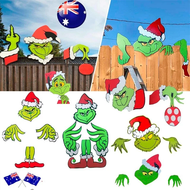 NEW GRINCH CHRISTMAS Decor Grinch Fence Peeker Ornaments Yard Wall