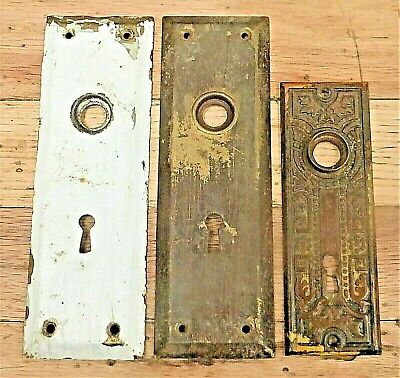 Antique Door  Plates two are 7" x 2",  one  is 5-1/2" x 1-7/8" see photos