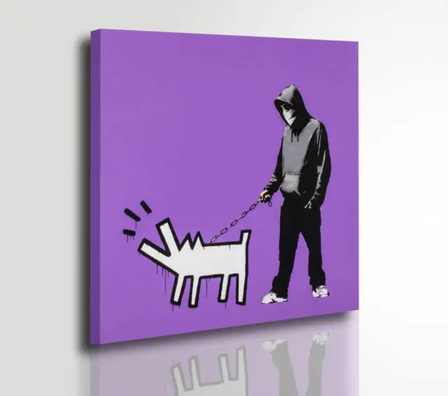 🐶 Banksy Choose Your Weapon Dog Quadro Stampa su TELA Canvas Vernice Pennellate