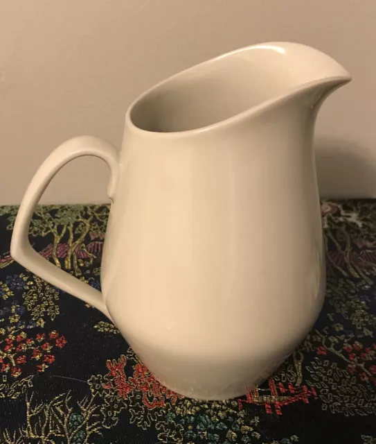 Large MCM Vintage Lyngby Porcelain 6” Creamer Danmark White Pitcher Jug 3 Cups