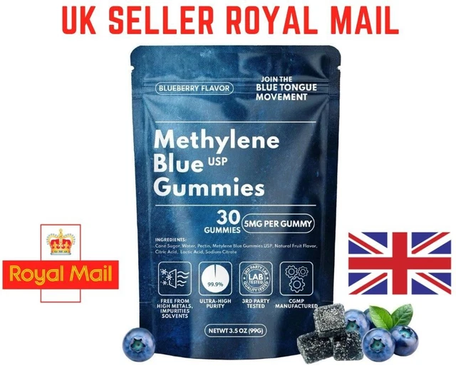 METHYLENE BLUE GUMMIES 1% PHARMA QUALITY 5mg 30 Pack ROYAL MAIL UK ...