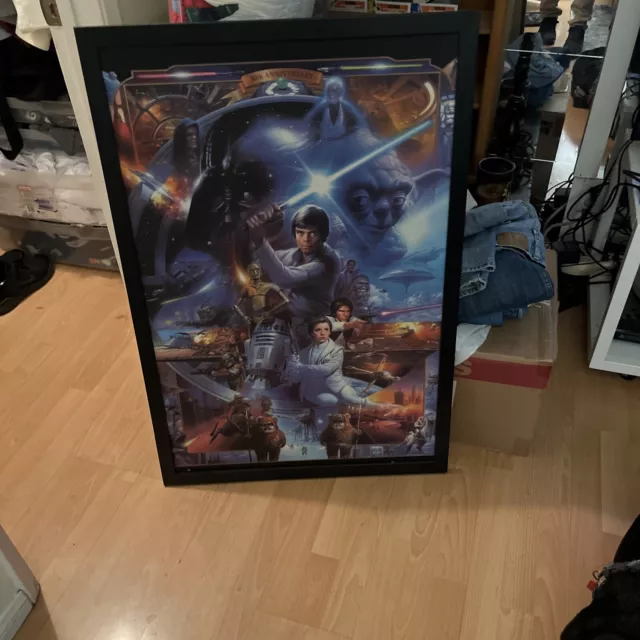 Star Wars 1997 Tsuneo Sanda 30th anniversary Oil Painting Print Framed RARE .