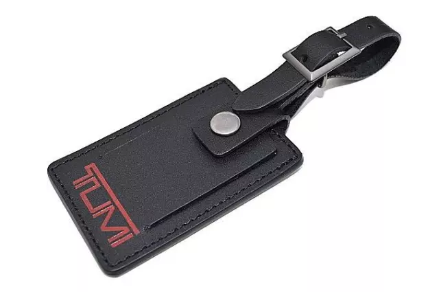 New TUMI Alpha Large Black Leather with Red Tumi Sign Secure largest Tumi ID Tag