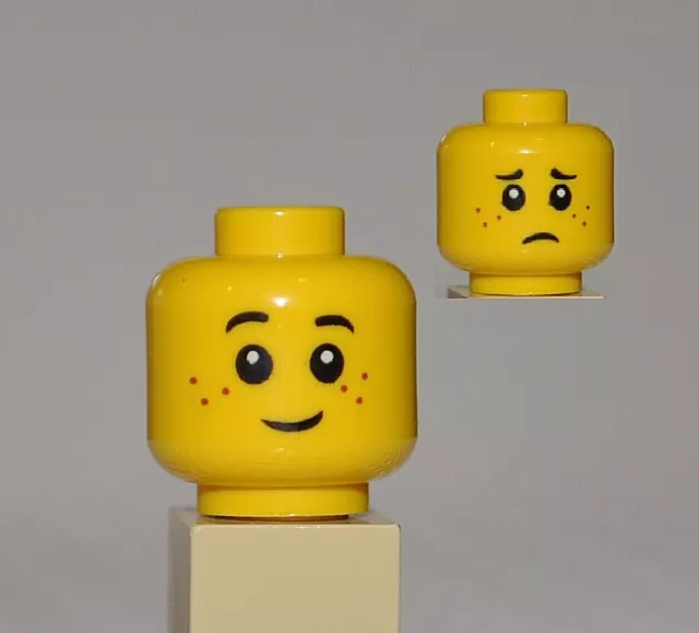 Lego Parts - 1X Minifigure Head/Male/Child Smile/Worried/Freckles/Dual Sided Ca