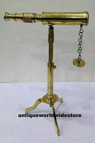 Vintage Brass Telescope Antique collectible Telescope With Nautical Brass Stand