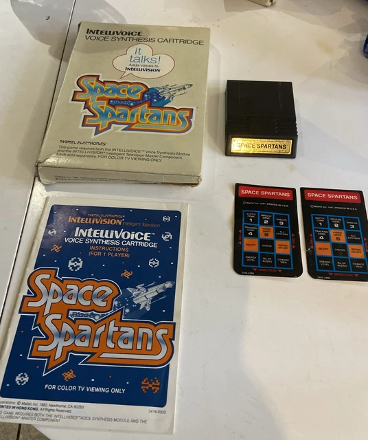 Mattel Intellivision Space Spartans Boxed with 2 Controller Overlays & Manual