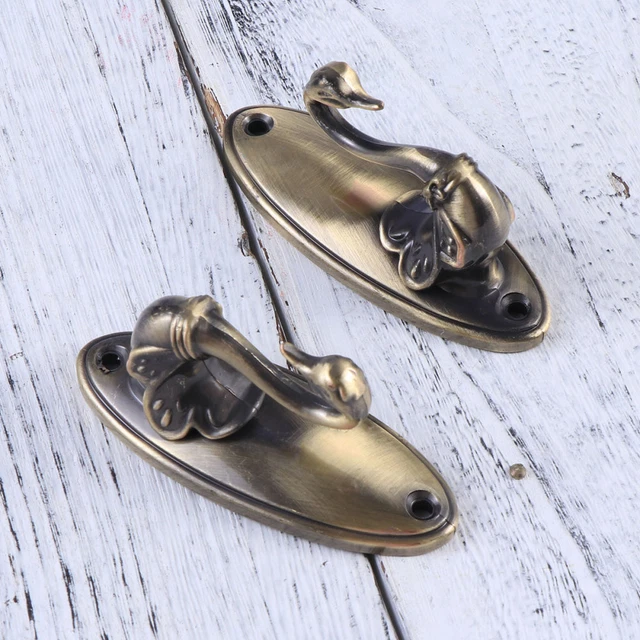 Pair of Swan Style Drapery Curtain Holdbacks Tieback Hooks (Bronze)