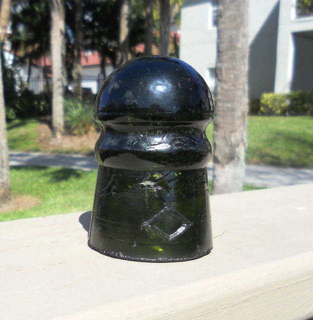 Nice Dark Olive Green Cd 102 Diamond Pony Style Glass Insulator (B)