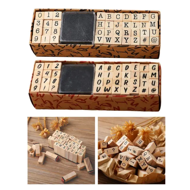 40x Holz-Alphabet-Zahlen-Stempel im Vintage-Stil für Scrapbooking-Unterricht