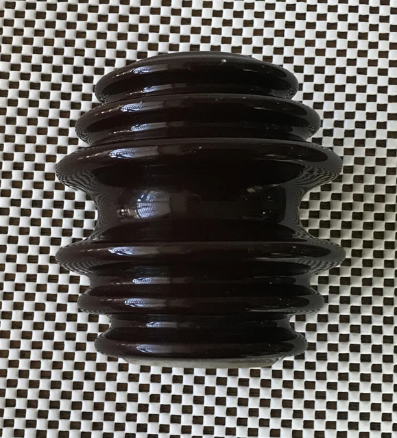Vintage Brown Porcelain Insulator ~ Large ~ Telephone ~ Unmarked ~ Great 7