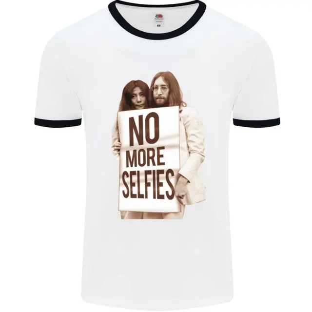 No More Selfies Funny Camer Photography Mens White Ringer T-Shirt