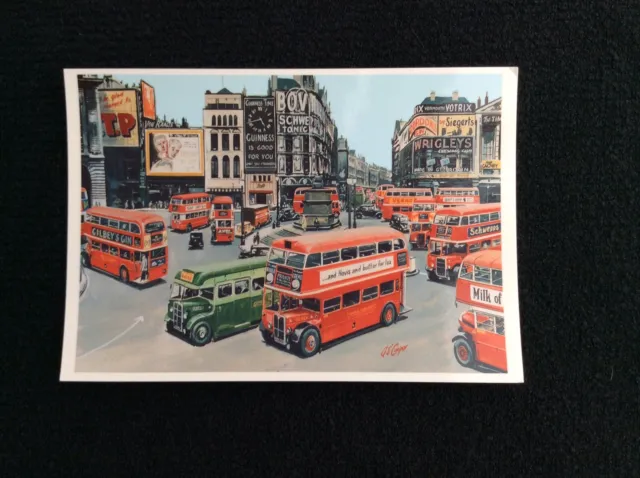 London Postcard LT Bus & Buses Piccadilly 1949 Mayfair Cards Art by G S Cooper