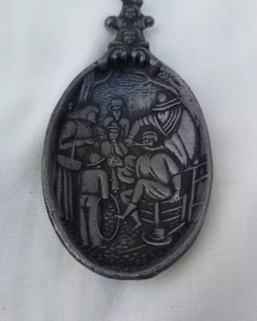 Antique Vintage German Pewter Spoon With Scene Called The Dentist 3