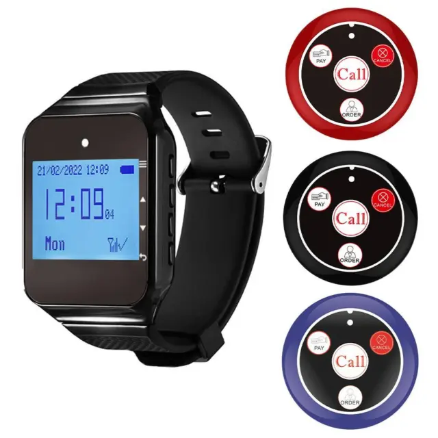 Restaurant Pager Wireless Waiter Calling System Watch Receiver Call Button