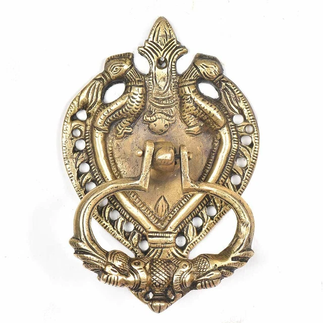 Handmade Brass Peacock Carved Door Knocker Home Decor