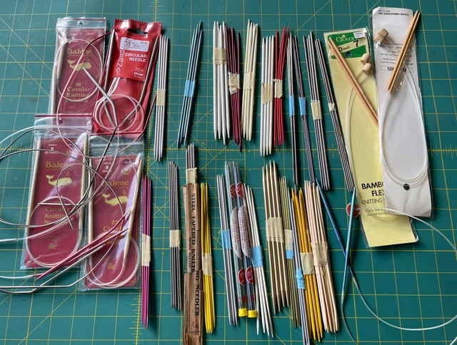 Large Lot DOUBLE POINT KNITTING NEEDLES Metal Wood plastic CIRCULAR flexible