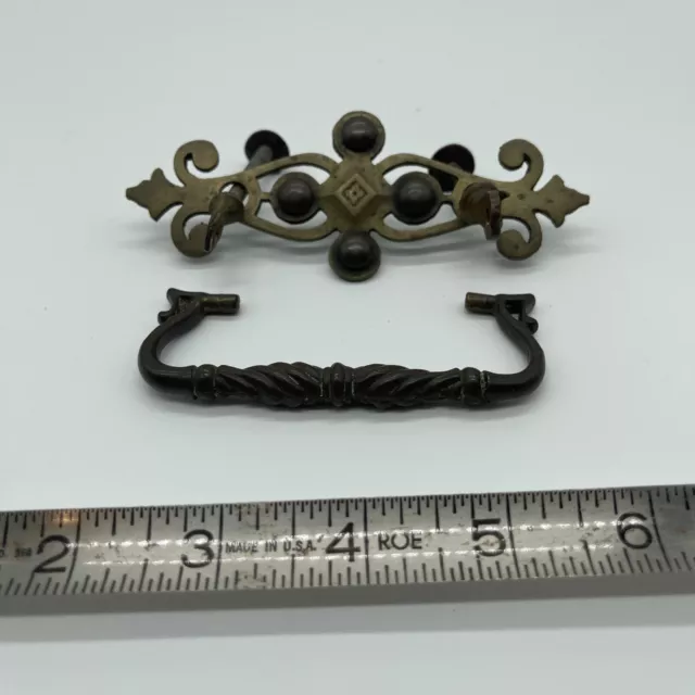Vintage Brass Drawer Pull Cabinet Handle Bail Pull w/ Hardware
