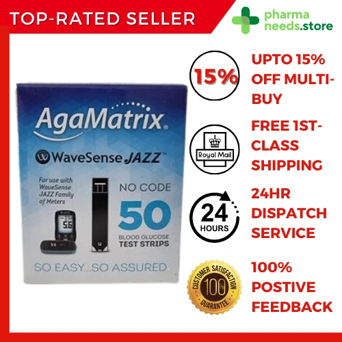 AGAMATRIX WAVESENSE JAZZ Blood Glucose Test Strips (50) diabetics exp 05/24 £13.99 PicClick UK