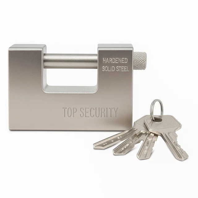 Lucchetto Antiscasso Catenaccio 100mm Corazzato Blindato 4 Chiavi - Foto 5