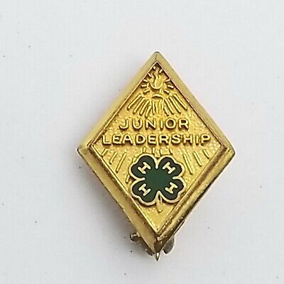 Vintage 4H 10K Gold Filled Junior Leadership Enamel Lapel Service Award Pin